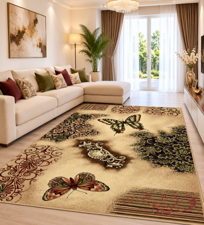 COVOARE - Covor Modern, Lotos Fluturi 1607, Diverse Dimensiuni, 1800 gr/mp