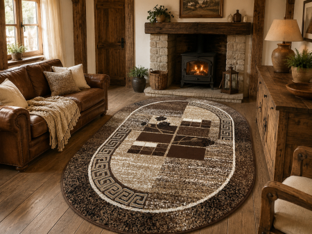 Covoare Living - Covor Modern, Luna 1815, Maro, Oval, Diverse Dimensiuni, 1300 gr/mp