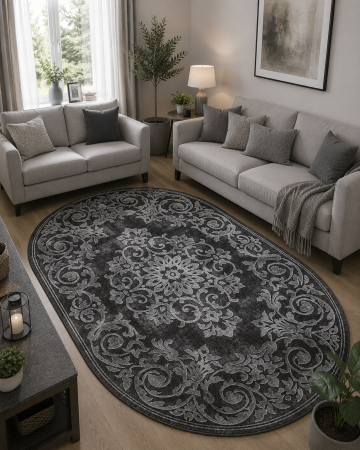 COVOARE - Covor Modern, Mira 24016, Gri, Oval, Diverse Dimensiuni