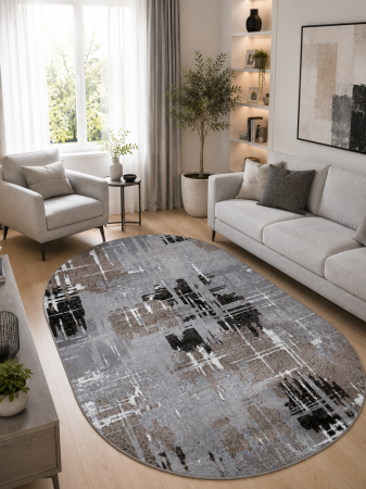 Covoare Living - Covor Modern, Mira 24037, Bej / Gri, Oval, Diverse Dimensiuni