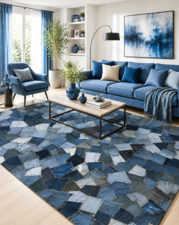 Covoare Living - Covor Modern Urban Denim 490, Albastru , Inaltime fir 6 mm