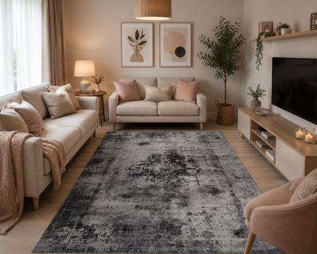 COVOARE - Covor Modern Vintage 8403, Antracit, Inaltime fir 8 mm