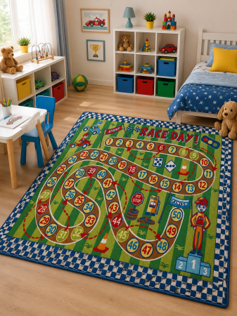 Covor Pentru Copii, Antiderapant, Racing Game Multicolor, 133x190 cm [8]