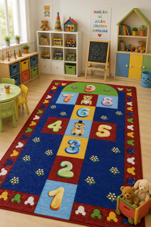 Covoare Copii - Covor Pentru Copii, Antiderapant, Sotron Hopscotch, Multicolor, Diverse Dimensiuni, 1275 gr/mp