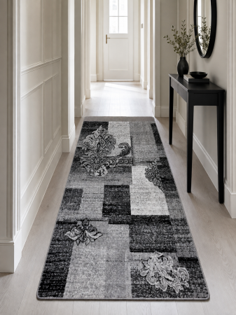 Traverse Moderne si Geometrice - Traversa Covor, Cappuccino 16009, Gri, Latime 120 cm, Diverse Lungimi, 1700 gr/mp