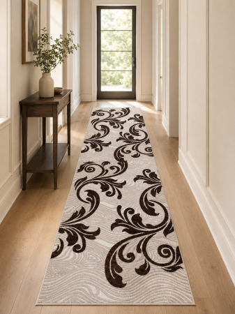Traverse Moderne si Geometrice - Traversa Covor, Cappuccino 16025, Bej  Latime 100 cm, Diverse Lungimi, 1700 gr/mp