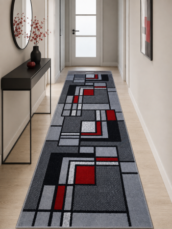 Traverse Moderne si Geometrice - Traversa Covor, Cappuccino 16406, Gri, Latime 60 cm, Diverse Lungimi, 1700 gr/mp