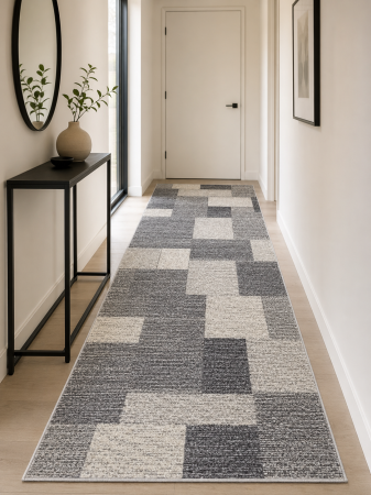 Traverse Moderne si Geometrice - Traversa Covor, Daffi 13027-190, Gri, Latime 100 cm, Diverse Lungimi, 1700 gr/mp