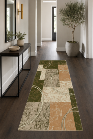 Traverse Dormitor - Traversa Covor, Lotos 15001, Verde, Latime 120 cm, Diferite Lungimi, 1800 gr/mp
