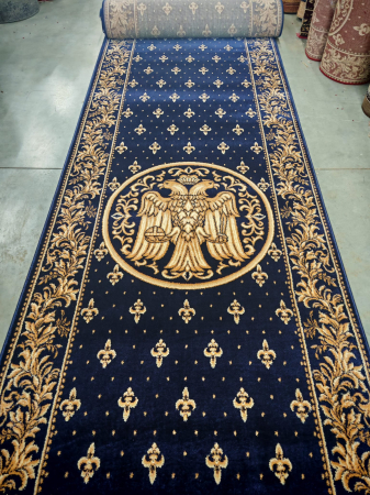 Traversa Covor, Lotos 15032, Albastru, Model Bisericesc, Latime 60 cm, Diverse Lungimi [8]