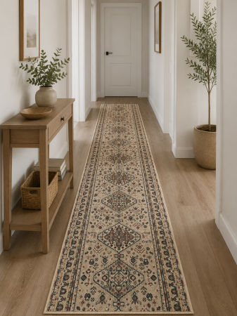 Traverse Dormitor - Traversa Covor, Lotos 15040, Bej, Latime 120 cm, Diverse Lungimi, 1800 gr/mp