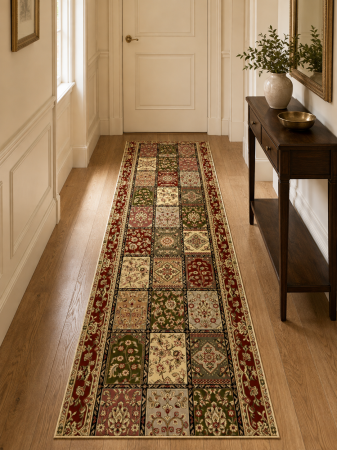 Traverse Dormitor - Traversa Covor, Lotos 1518, Rosu, Latime 100 cm, Diverse Lungimi, 1800 gr/mp