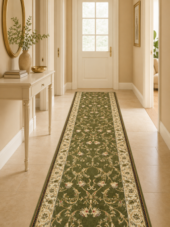 Traverse Dormitor - Traversa Covor, Lotos 523, Verde, Latime 100 cm, Diverse Lungimi, 1800 gr/mp
