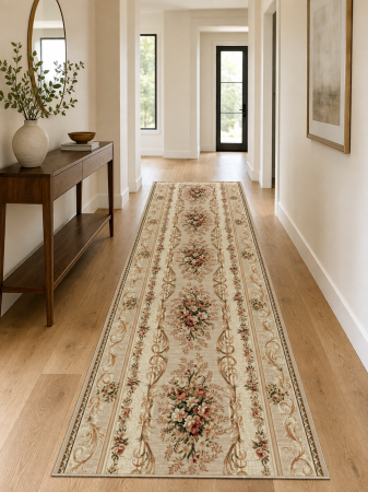 Traverse Moderne si Geometrice - Traversa Covor, Lotos 535, Crem, Latime 120 cm, Diferite Lungimi