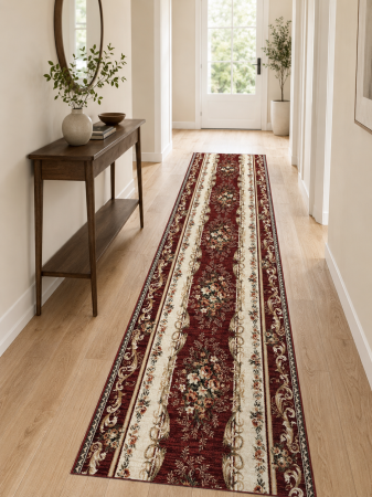 Traverse Moderne si Geometrice - Traversa Covor, Lotos 535, Grena, Latime 60 cm, Diverse Lungimi