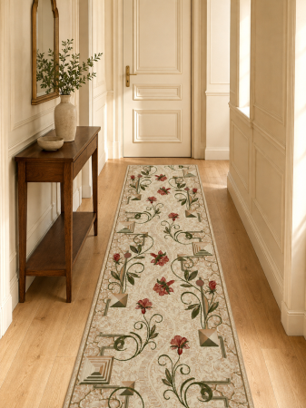 Traverse Moderne si Geometrice - Traversa Covor, Lotos 587-116, Crem, Latime 120 cm, Diferite Lungimi, 1800 gr/mp