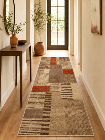 Traverse Moderne si Geometrice - Traversa Model Orlando 22002 Portocaliu, Latime 100 cm, Diverse Dimensiuni