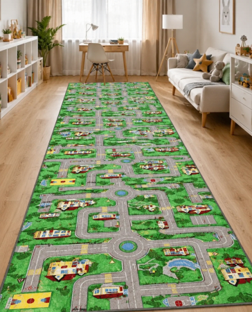 Traverse Hol - Traversa Model Print Roads ,Multicolor, Suport Pasla, Latime 100 cm, 820 gr/mp
