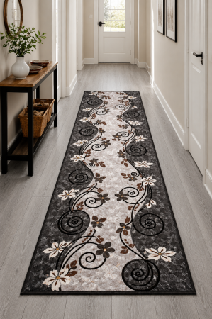 Traverse Dormitor - Traversa Model Print Seoul ,Gri, Suport Pasla ,Latime 120 cm, 820 gr/mp