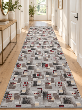 Traverse Dormitor - Traversa Model Print Zara 01611 Geometric, Suport Pasla, Latime 150 cm