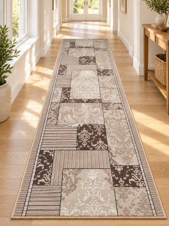 Traverse Dormitor - Traversa Model Zara 00744, Maro, Suport Pasla, Latime 200 cm, 820 gr/mp