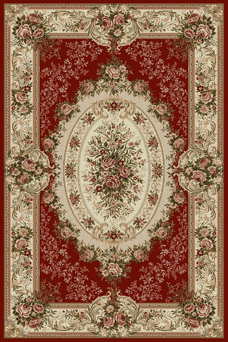 Covor Lotos 1529 Rosu Grena 80x150 cm cu Medalion Floral [2]