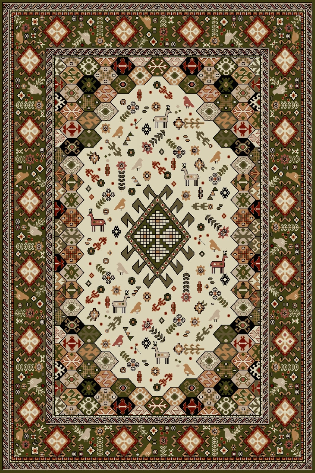 Covor Lotos 1535 Verde 150x230 cm cu Motive Traditionale [2]