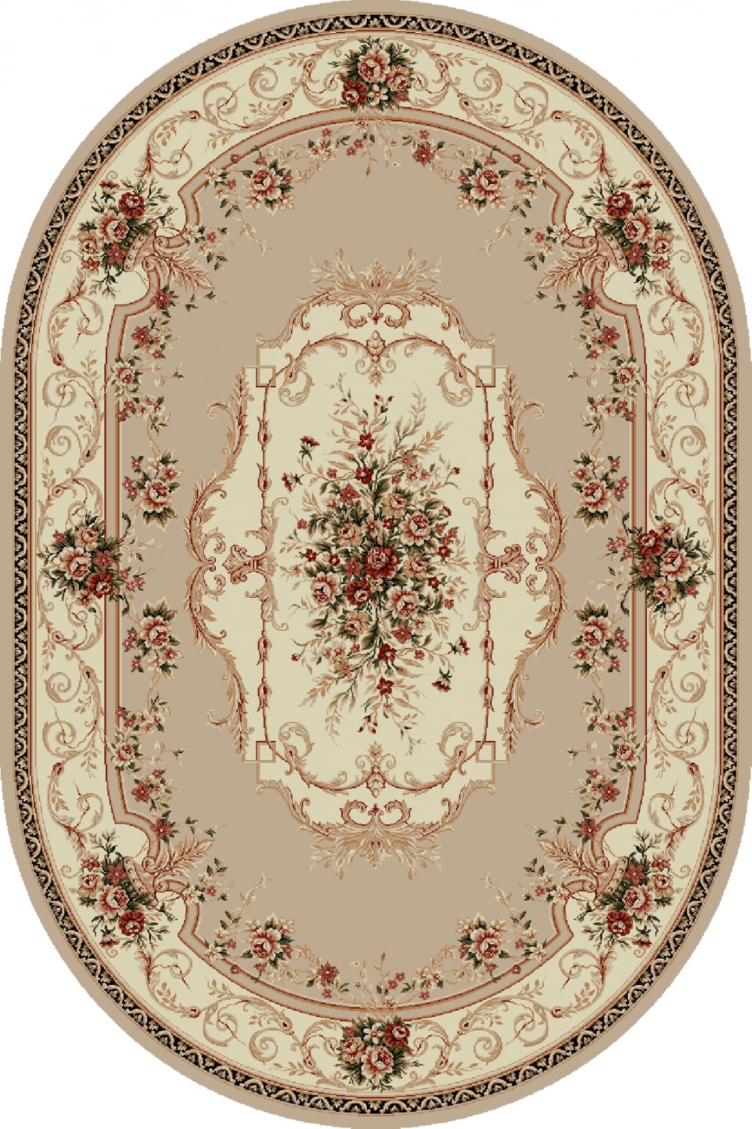 Covor Lotos 507 Crem 150x230 cm Oval cu Trandafiri [1]