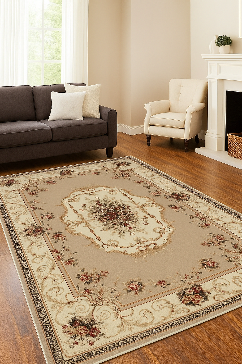Covor Lotos 507/100 Crem 80x200 cm cu Medalion Clasic [1]