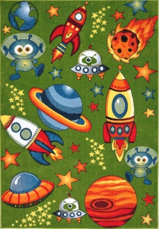 Covor Kolibri Cosmos Verde 160x230 cm cu Rachete [1]