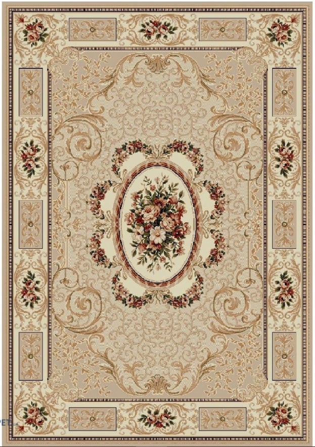 Covor Lotos 542 Bej Crem 80x200 cm cu medalion clasic [1]