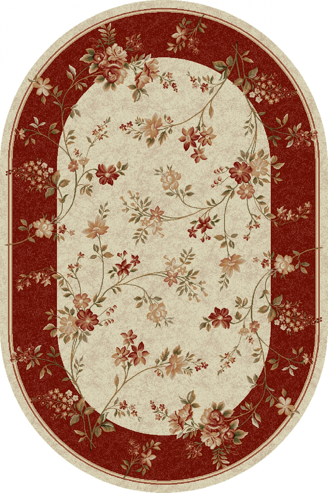 Covoare Ovale - Covor 551 Rosu Crem Oval ieftin
