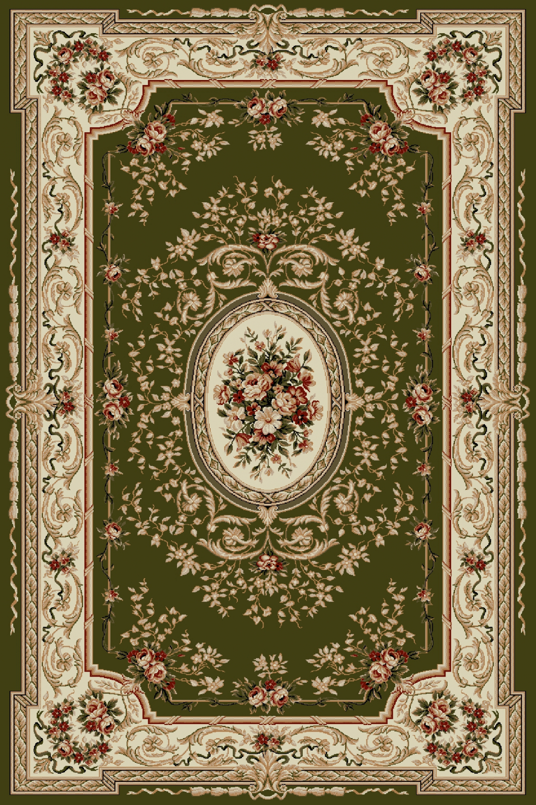 Covor Lotos 568/310 Verde 50x80 cm cu Medalion si Chenar [2]