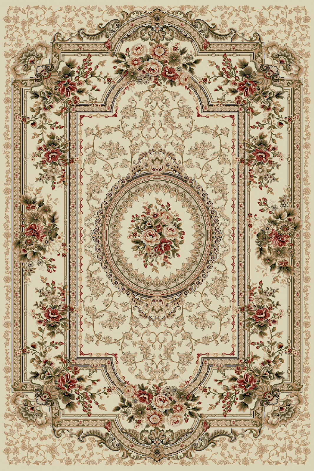 Covor Lotos 571 Crem 200x300 cm medalion cu trandafiri pentru living [2]