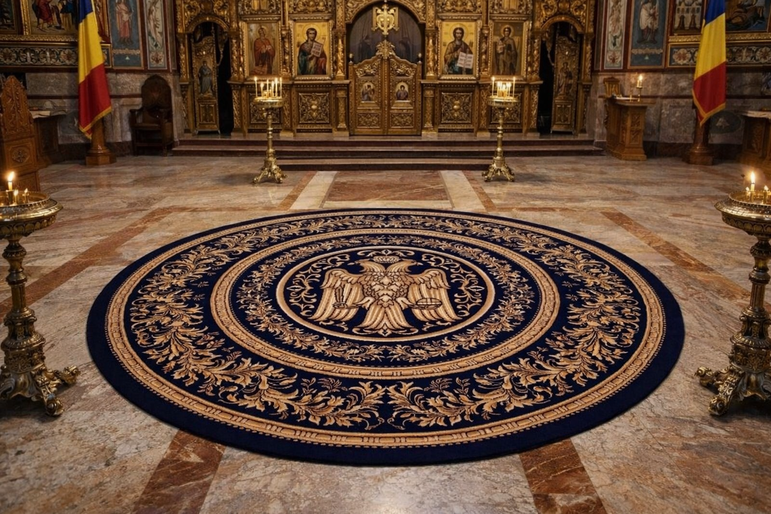 Covor Bisericesc 15032 Albastru Rotund 200x200 cm pentru altar [1]