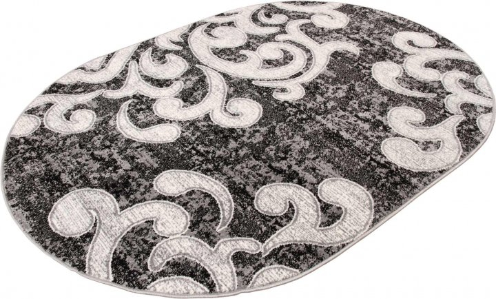 Covor Cappuccino Negru Alb Gri Oval ieftin [3]