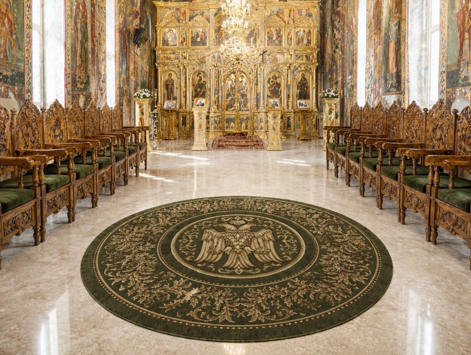 Covor Bisericesc 15032 Verde Rotund 80x80 cm pentru altar [2]