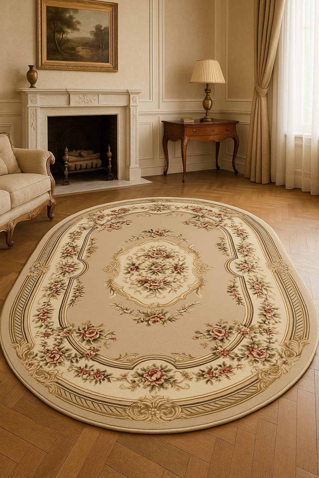 Covoare Ovale - Covor 575 Bej Oval ieftin