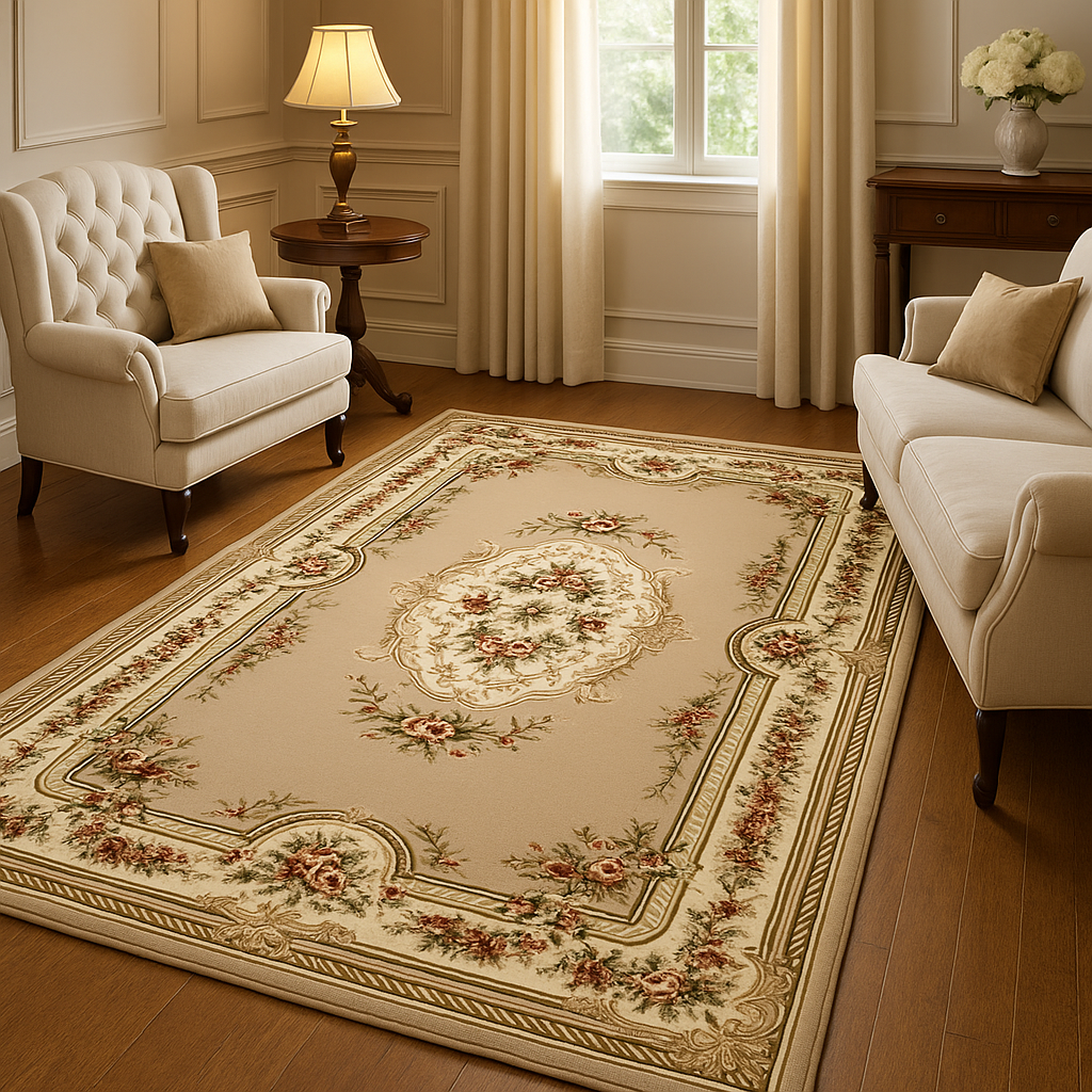 Covor Lotos 575 Bej 80x200 cm cu medalion ornamental [1]