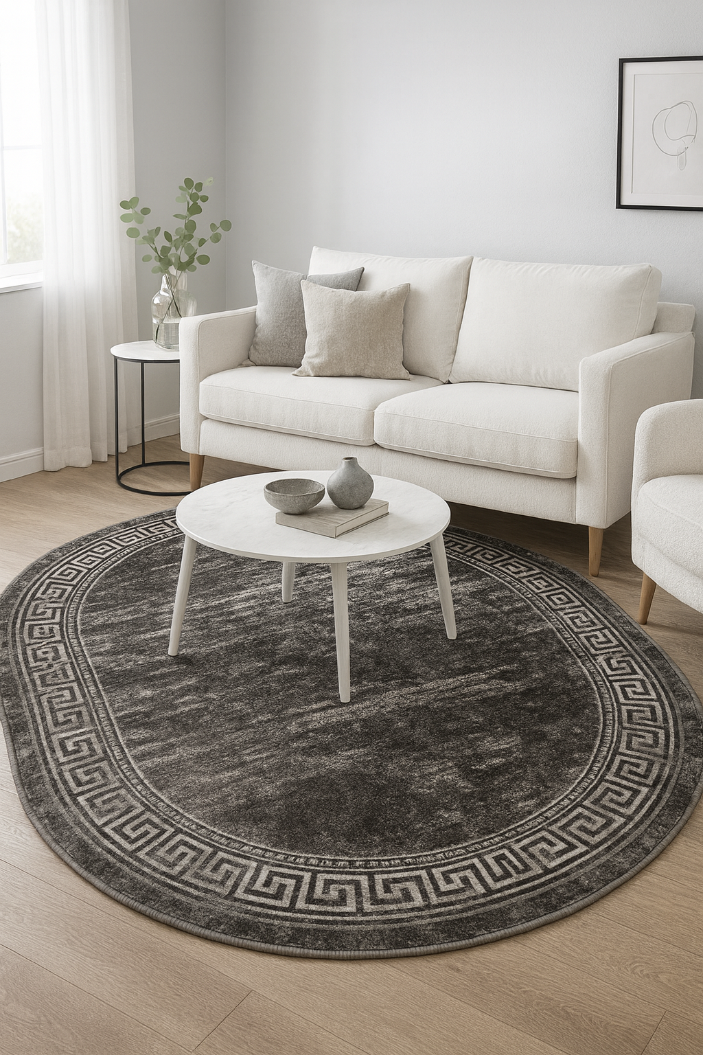 Covor 24001 Gri Oval ieftin [5]