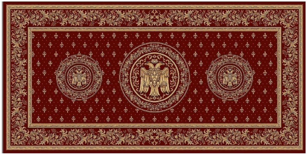 Covoare Bisericesti - Covor Bisericesc 15077/210 150x400 cm Rosu cu Vulturi pentru chiesa