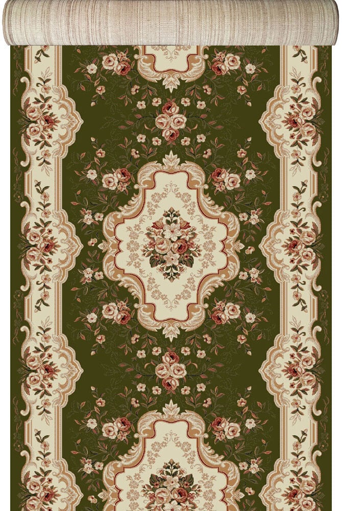 Covoare sub 500 lei - Traversa Lotos 570/310 Verde 100x200 cm Festonata pentru Hol