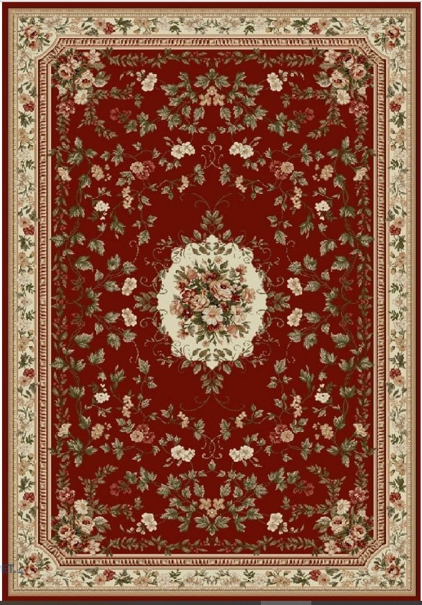 Covor Lotos 1525/210 Medalion Floral Grena, 200 x 300 cm, Polipropilena, pentru Living si Dormitor [1]