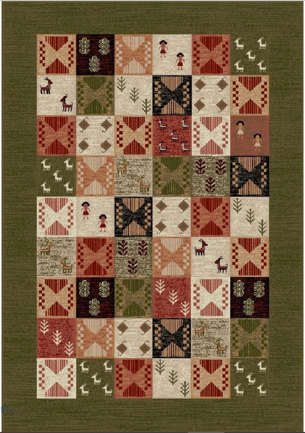 COVOARE - Covor Clasic Lotos 1550/600 Verde Patchwork 150x230 cm pentru living