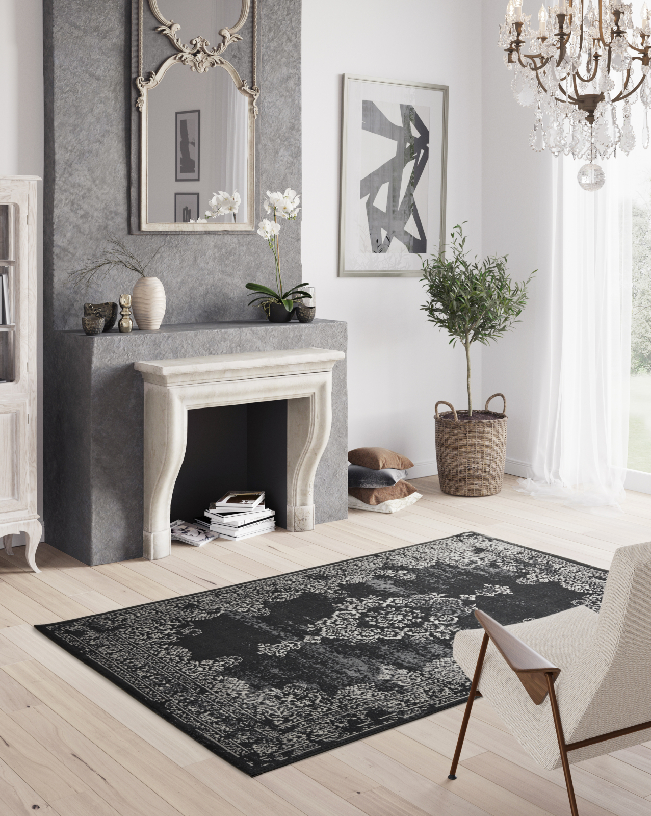 Covor Valencia 22206-996 Negru Gri 200x290 cm pentru living [6]