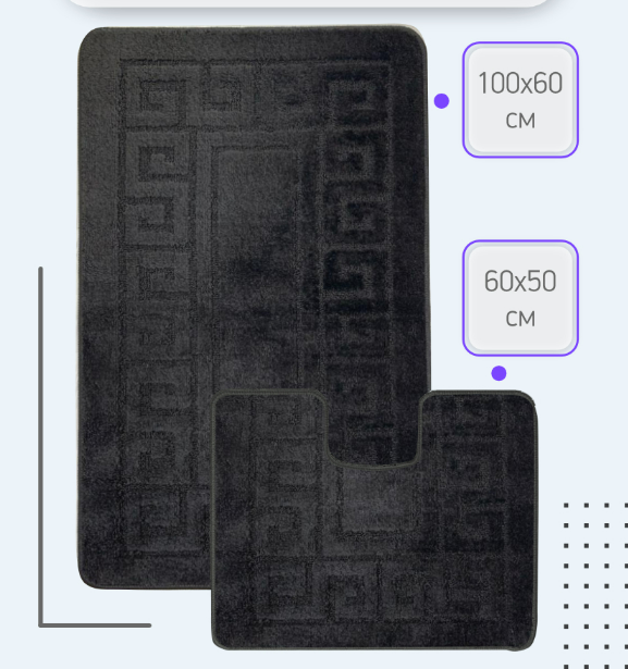 Covorase Baie - Set 2 Covoare 2513 Negru ieftin