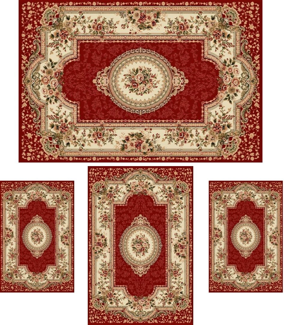 Covoare clasice - Set 4 Covoare Lotos 571 Rosu ieftin