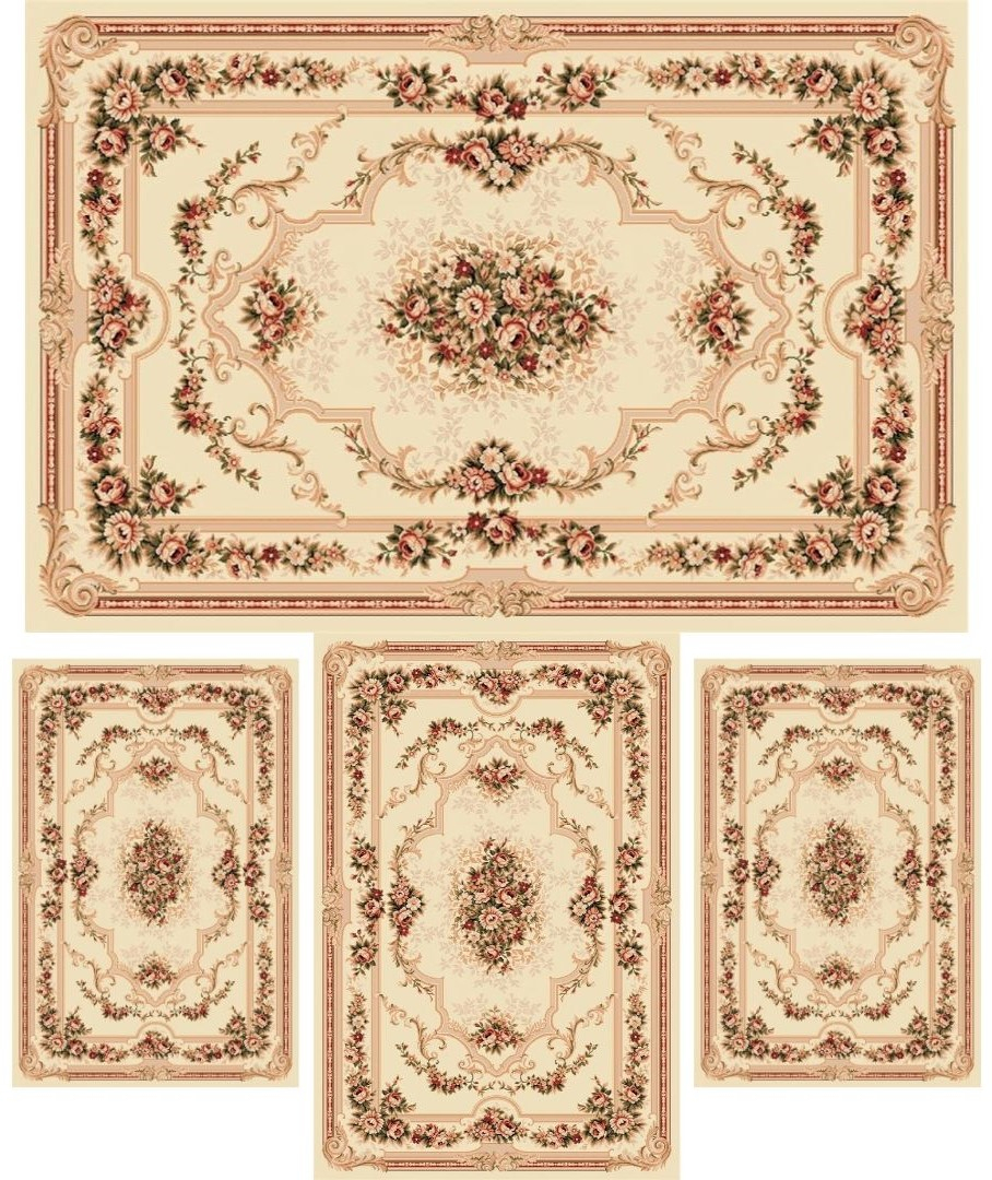 Covoare clasice - Covor Clasic Lotos 574 Crem 80x150 cm aubusson trandafiri