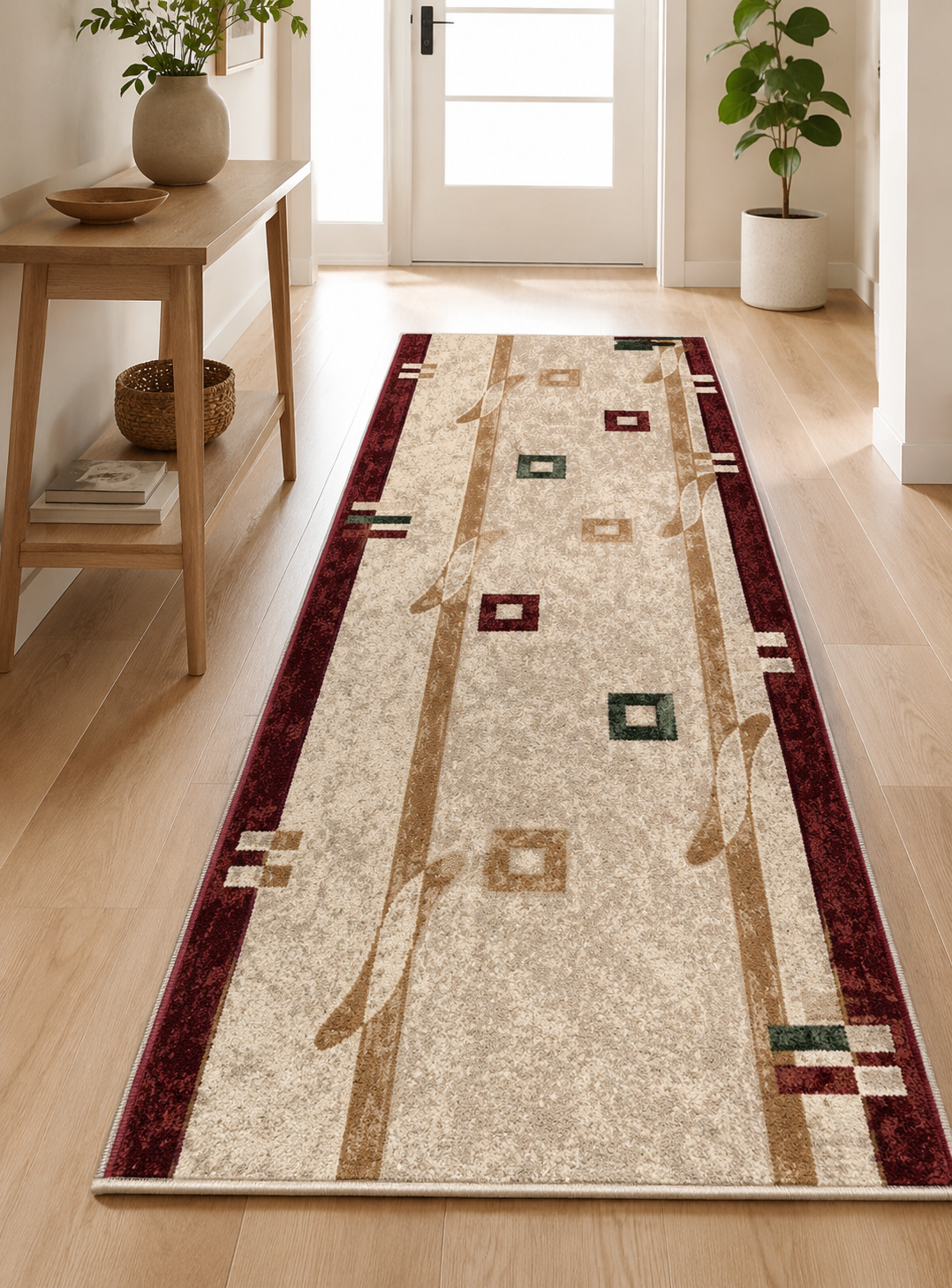 Traversa Lotos 579/120 Crem/Grena 80x400 cm pentru hol [1]