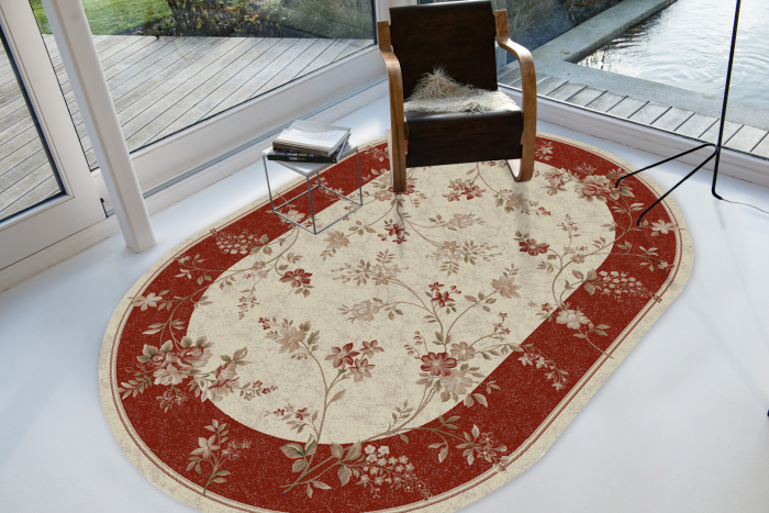 Covor Oval Lotos 551 Crem Rosu 60x110 cm pentru Living [4]